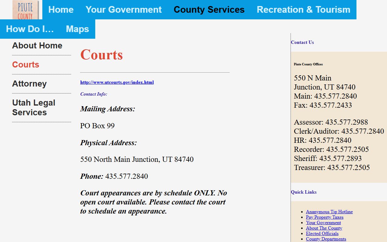 Piute County court records after arrest court page