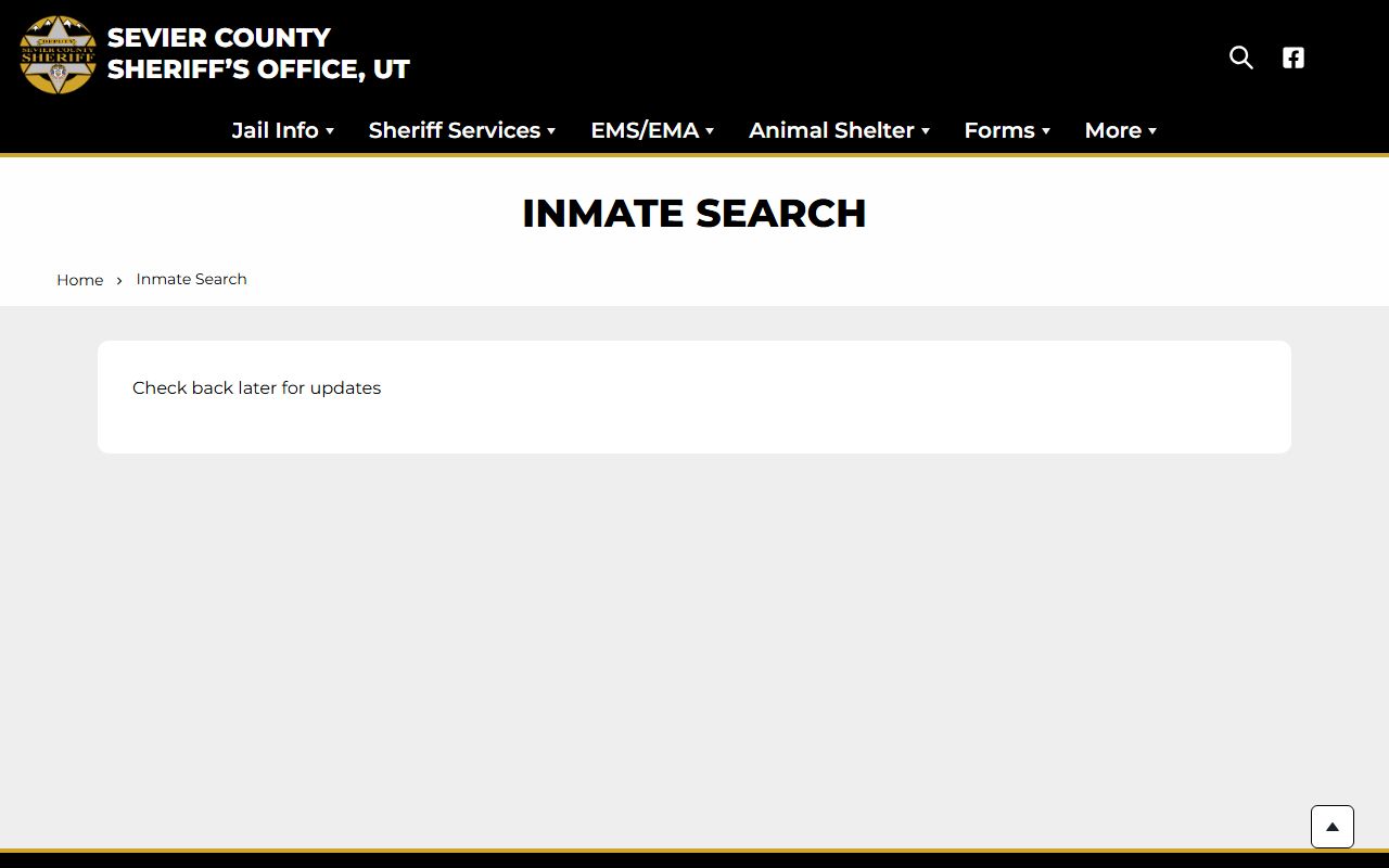 Sevier County Sheriff inmate search route for Piute County inmate lookup
